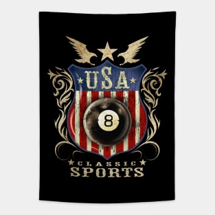 USA Classic vintage Eight Ball (pool) logo. Tapestry