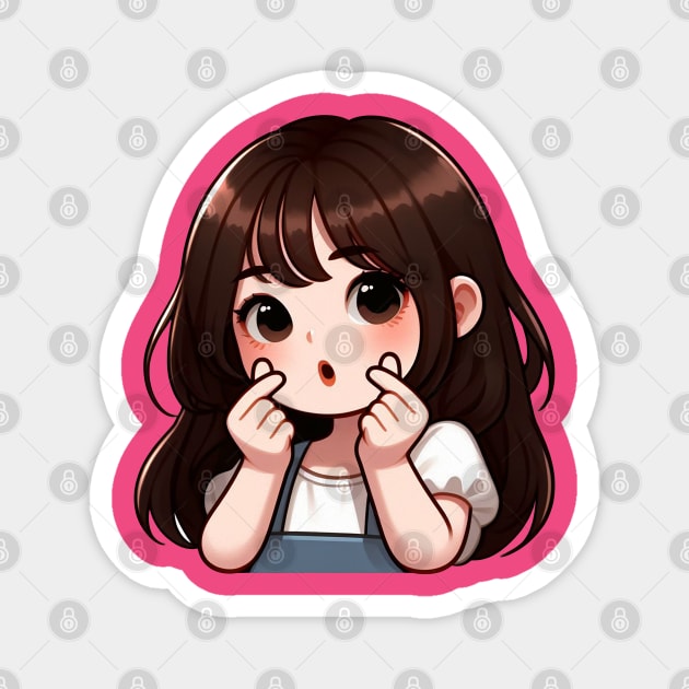 Cute Girl Korean Finger Hearts Kpop Magnet by Plushism