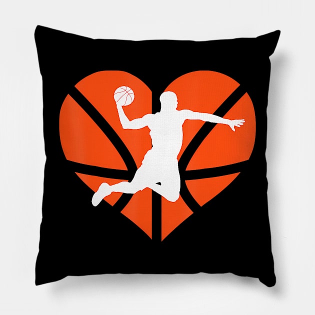 Valentines Day Heart Dunking Basketball Boys Girls Kids Ball Pillow by Neldy