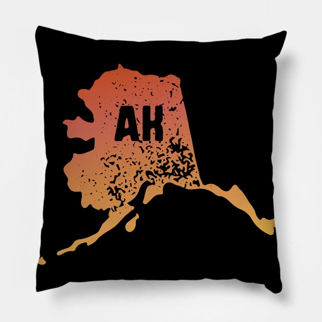 US state pride: Stamp map of Alaska (AK letters cut out) Pillow by AtlasMirabilis