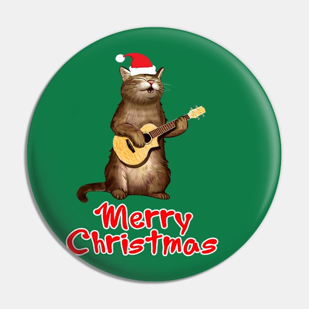 Funny xmas ugly Gifts for cat lovers owners playing ukelele Pin by AwesomePrintableArt