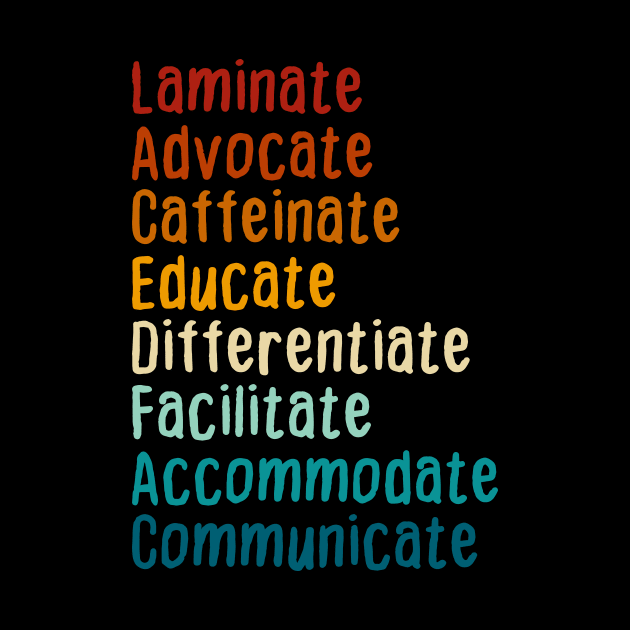 SPED Teacher Caffeinate Advocate Laminate Educate Teacher by Flow-designs