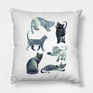 Galaxy Cats Pattern - Gray Pillow