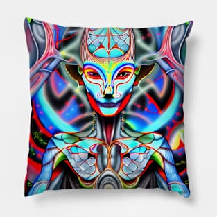 Techno-Shaman (23) - Trippy Psychedelic Art Pillow