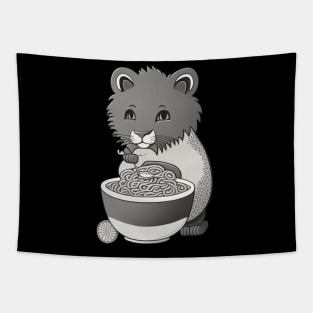 funny cat eating spaghetti by kaziknows Tapestry