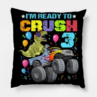 Kids 3 Years Old 3rd Birthday Dinosaur T Rex Shirt Boy Girl Pillow