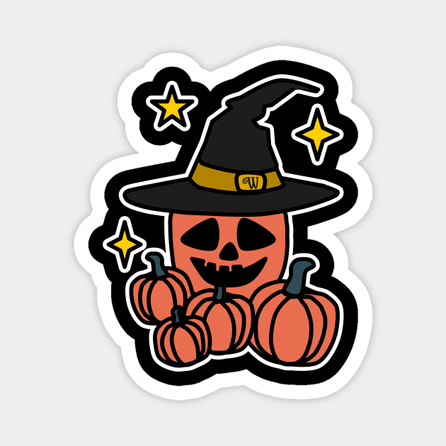 Spooky Halloween Pumpkin in a Witches Hat Magnet by Nice Surprise