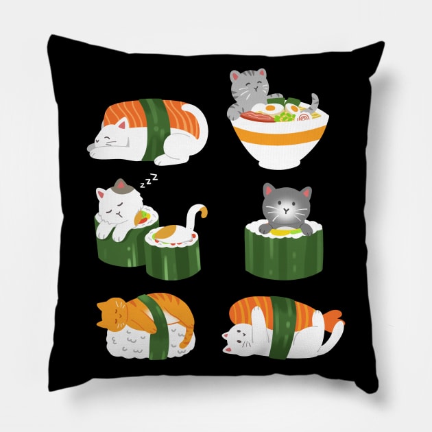 Sushi Cat Japanese Anime Kawaii Neko Pillow by KAWAIITEE