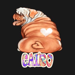 Cairo Gift, Comfy Gift for Dog Lovers, Perfect Bulldog Owners gifts, heart shaped patched of fur, for men, women, children, T-Shirt