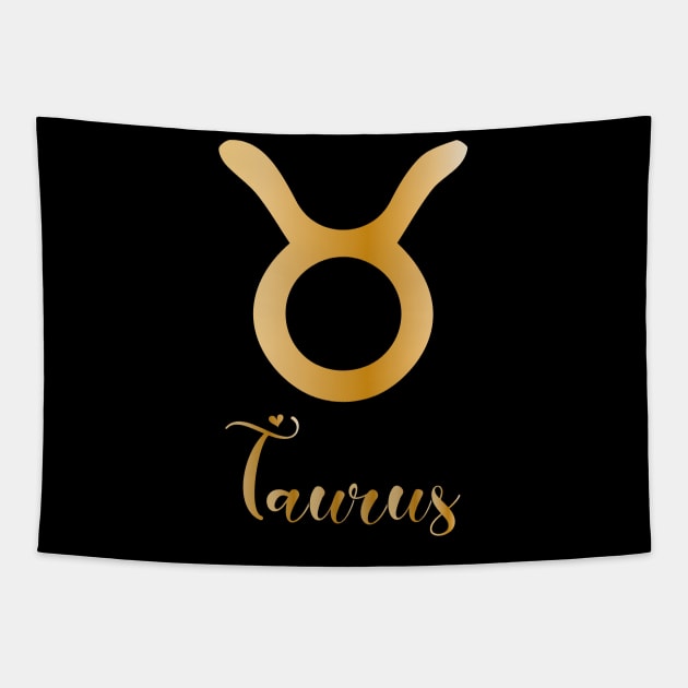 Taurus Zodiac Sign golden Tapestry by Symbolsandsigns