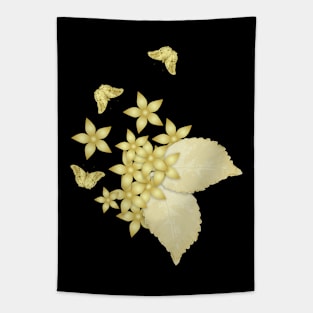 Elegant gold butterflies and gold flowers Tapestry