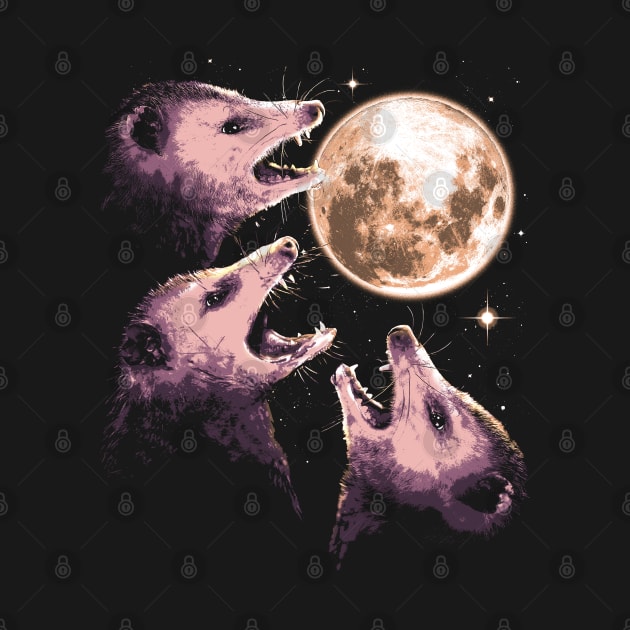 Three Opossums Howling at the Moon Funny Possum 3 Opossum by vo_maria