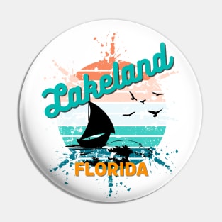 Lakeland Florida Retro Exploding Sunset Pin