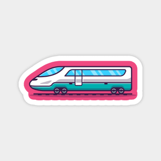 Fast Train Cartoon Illustration Magnet