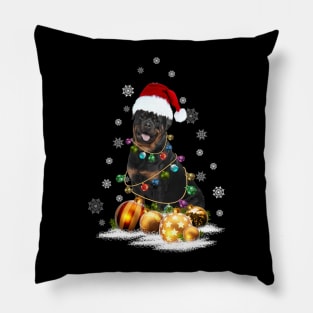 Rottweiler Christmas Light Dog Lovers Funny Gifts Pillow