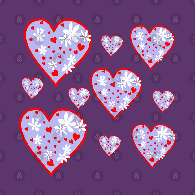 Purple Flower Heart Pattern by designs-by-ann