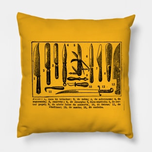 Vintage Knives - Tattoo Style Graphic Illustration Design Pillow