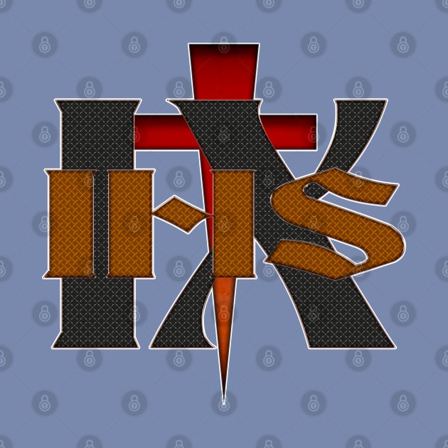 Christogram IHS IX with Red Cross by The Knotty Works