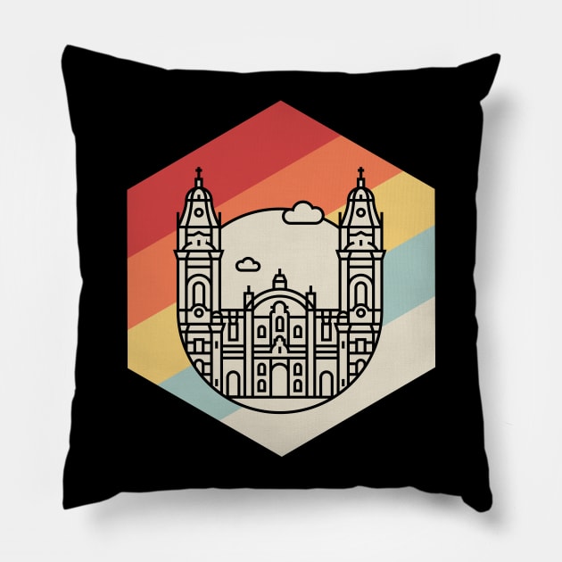 Retro Vintage Peruvian Peru Cathedral Pillow by MeatMan