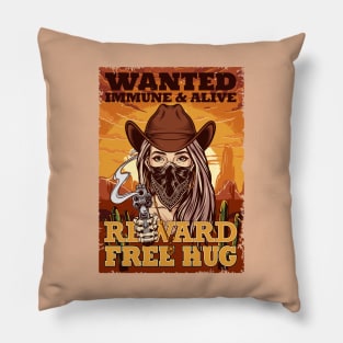 Wanted Social Distancing Free Hug Cool Cowgirl Sunset Gift Pillow