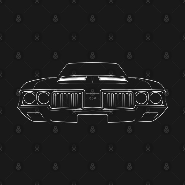 front/profile - 1970 Oldsmobile 442 - stencil, white by mal_photography