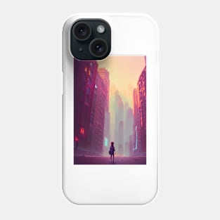 Cute Anime Girl in Streets Lofi Scenario Shadow Landscape Phone Case