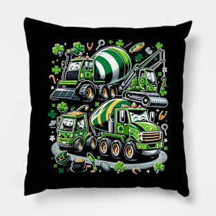 St Patricks Day Construction Trucks Funny Boys Kids Toddler Pillow