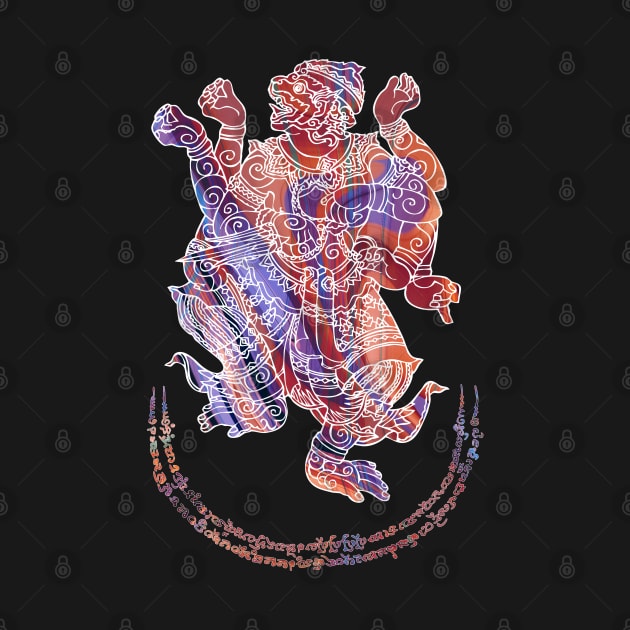 Hanuman Spiritual Sak Yant Colorful Abstract Design by VintCam