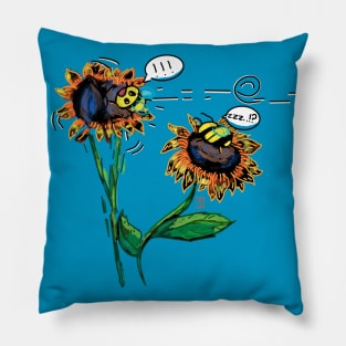 Sunflower and bumbles Pillow