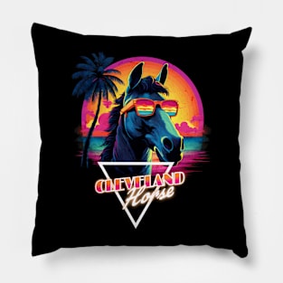 Retro Wave Cleveland Horse Vibes Pillow