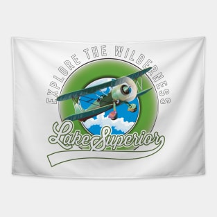 lake Superior, explore the wilderness logo Tapestry