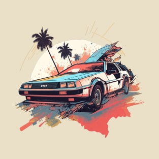 Vintage DeLorean inspired car win pastel colors T-Shirt