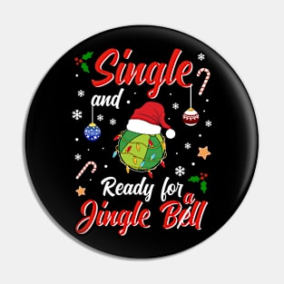 Funny Beachball Costume Single and ready for Jingle Bell Pin