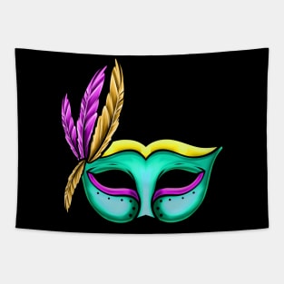 Green Mask For Mardi Gras Tapestry