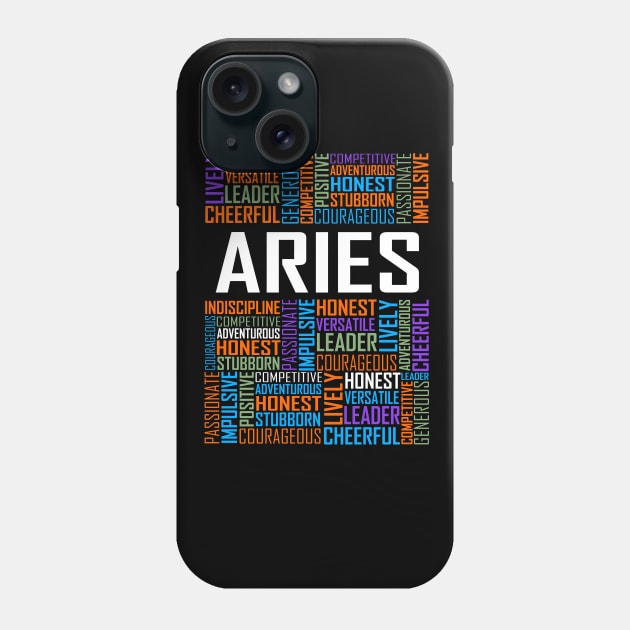 Aries Words Phone Case by LetsBeginDesigns