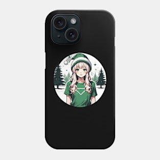 silver haired anime girl in christmas Phone Case