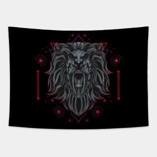 dark lion sacred geometry Tapestry
