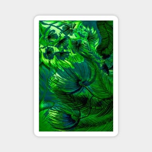 GREEN TRIFFIDS PALM TROPICAL FERNS AND FLOWERS POSTER PRINT VIVID Magnet