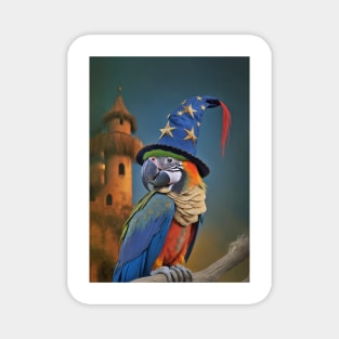 Macaw Parrot Wizard Hat Magnet