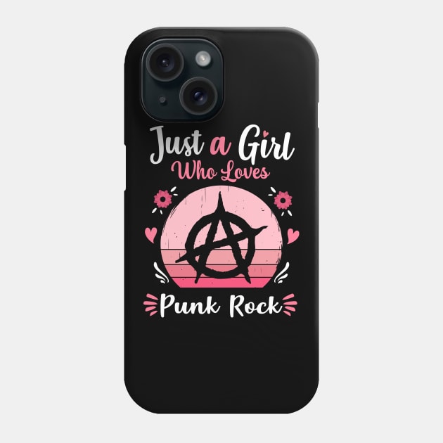 Just A Girl Who Loves Punk Rock Pink Retro Vintage gift idea Phone Case by Lyume