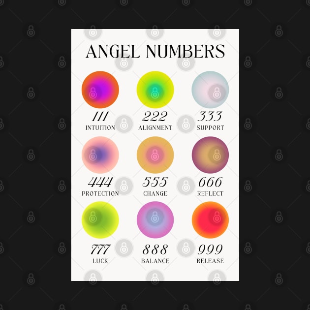 Angel Numbers Chart Colorful Aura Gradients by mystikwhale