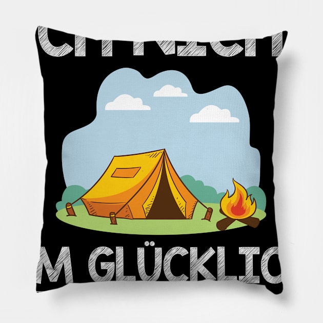 Camping - Mehr Brauche Ich Nicht Um Glücklich Zu Sein Pillow by 5StarDesigns