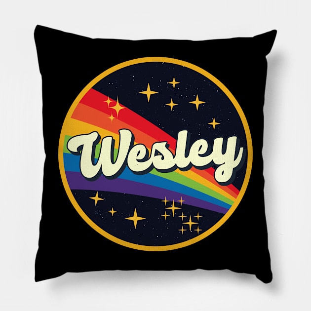 Wesley // Rainbow In Space Vintage Style Pillow by LMW Art