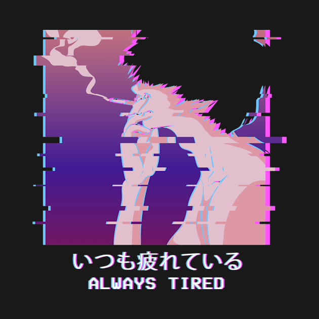 Always Tired Smoking Anime Boy Vaporwave Eboy Weeb by Alex21