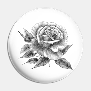 Rose Flower Tattoo Style Black and White Illustration Pin