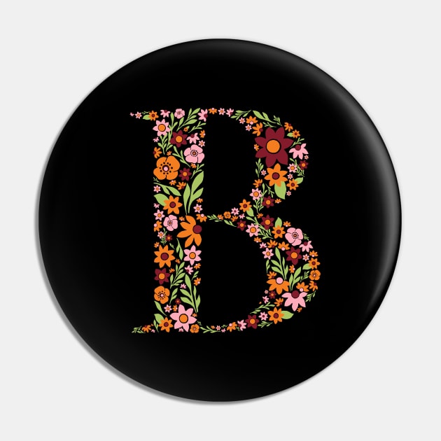 Retro Floral Letter B Pin by zeljkica