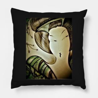 art deco jade oriental geisha by Jacqueline Mcculloch ,House of Harlequin Pillow