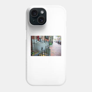 Selective focus on foreground in street scene in plush residential suburb in Boston New England Phone Case