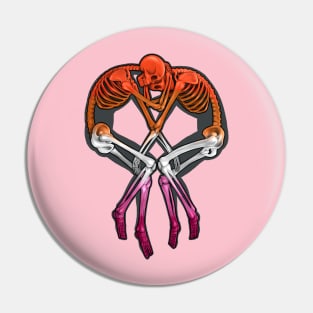 Lesbian Flag Skeleton Love Pin