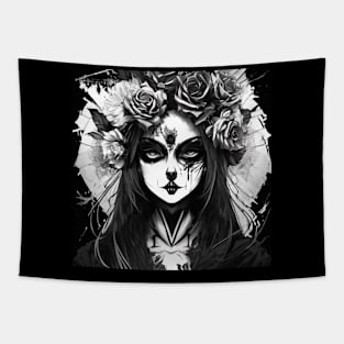 Black and White Wonders of the Dark: Discover the Mesmerizing Beauty of Our Gothic and Witch-Inspired Art. Tapestry